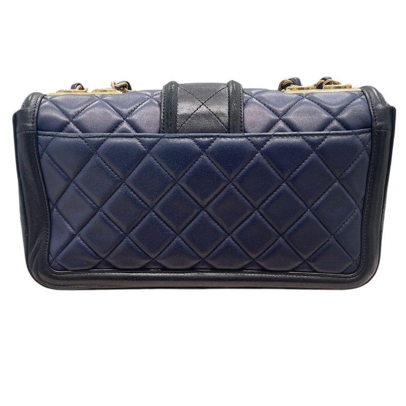 CHANEL 香奈兒 ELEGANT CC 肩背包 羊皮 深藍色 金釦-2