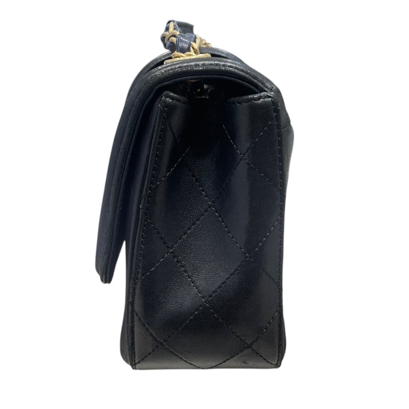 CHANEL 香奈兒 ELEGANT CC 肩背包 羊皮 深藍色 金釦-4