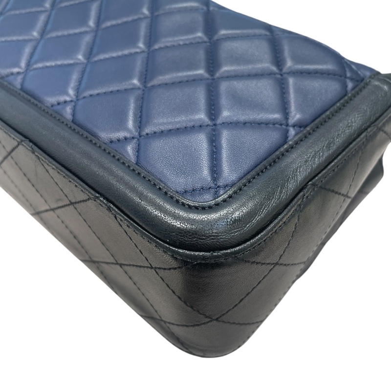 CHANEL 香奈兒 ELEGANT CC 肩背包 羊皮 深藍色 金釦-9