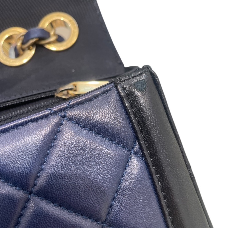 CHANEL 香奈兒 ELEGANT CC 肩背包 羊皮 深藍色 金釦-13