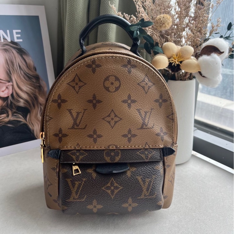 「JL精品代購」98新 LV 老花 拼色雙肩小書包-0