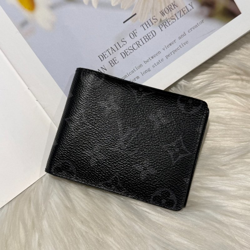 LV 黑灰老花短夾-0