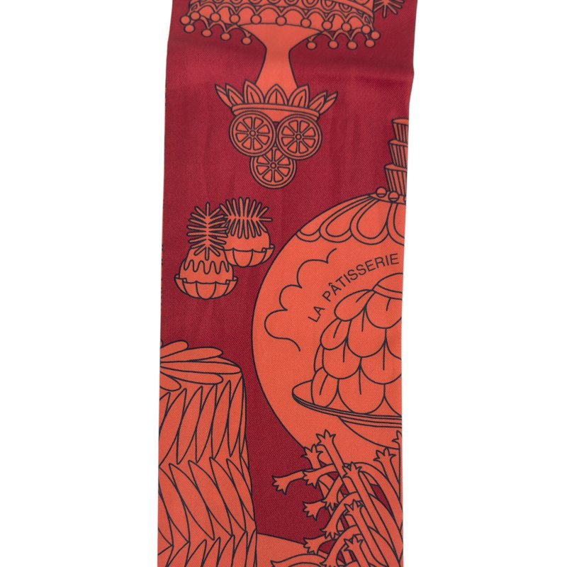 HERMES La Patisserie Francaise Maxi Twilly slim 法式甜點 長絲巾-8