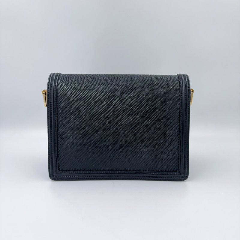 LV黑色金釦epi牛皮達芙妮MM肩側背包 M56141-3