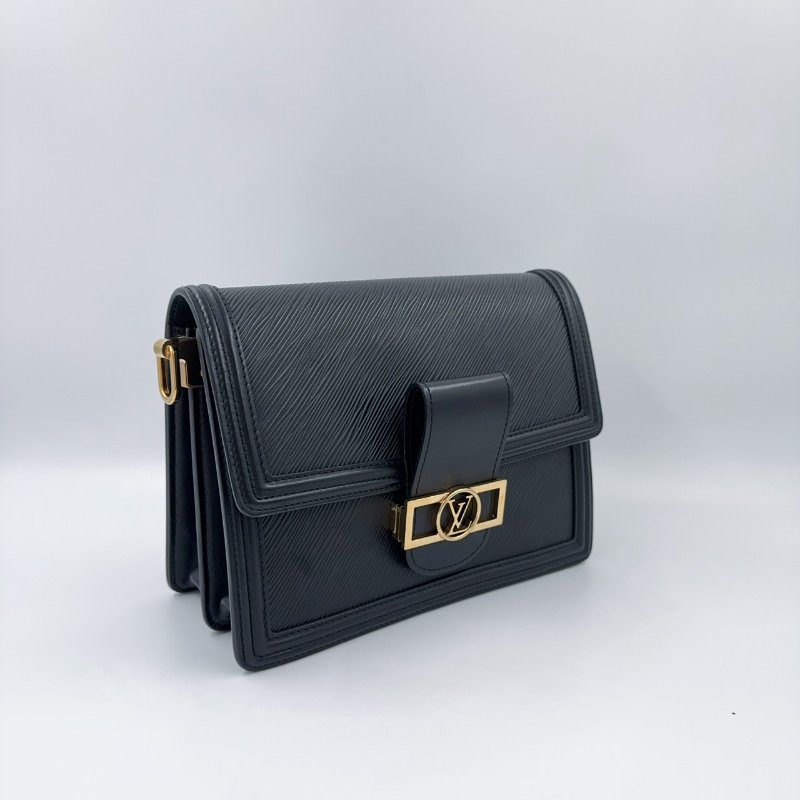 LV黑色金釦epi牛皮達芙妮MM肩側背包 M56141-5