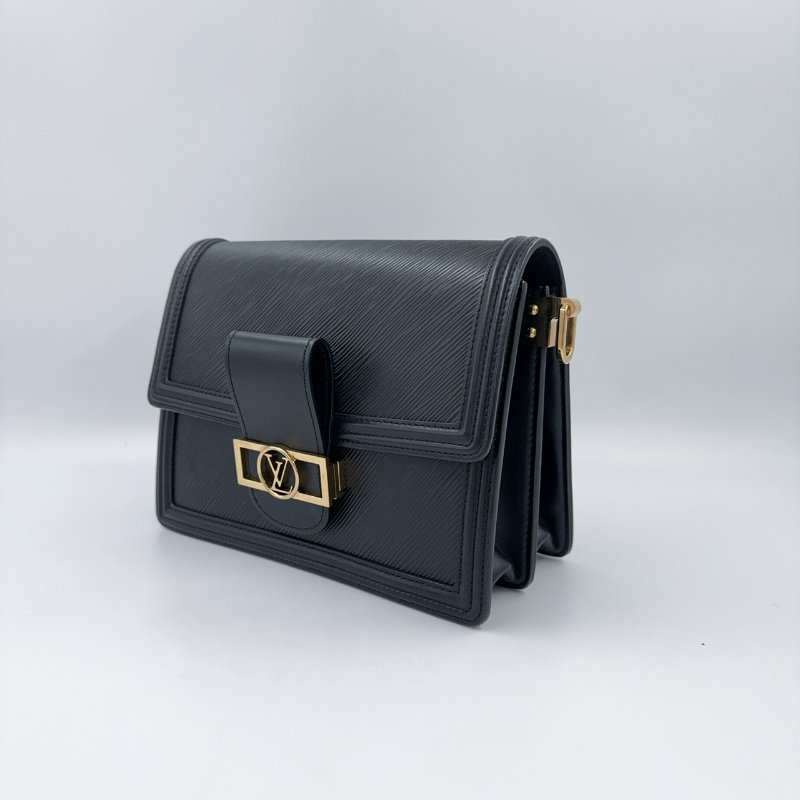 LV黑色金釦epi牛皮達芙妮MM肩側背包 M56141-6
