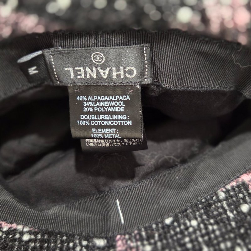 Chanel香奈兒雙C金屬logo黑底跳色輕毛呢漁夫帽/ 遮陽帽/ 休閒帽-6