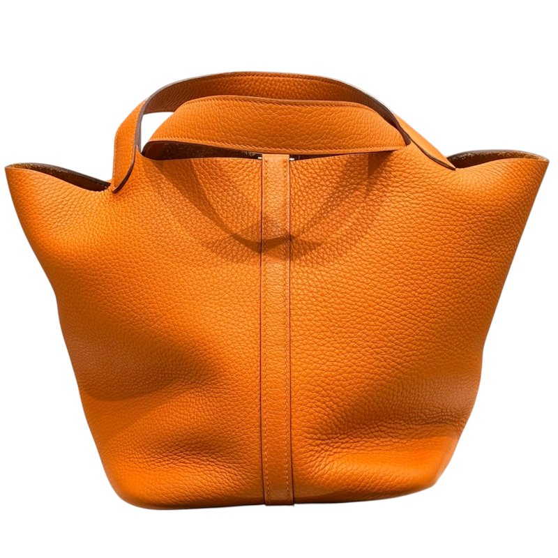 HERMES 愛馬仕 PICOTIN LOCK MM TC皮革 橘色 銀扣-1