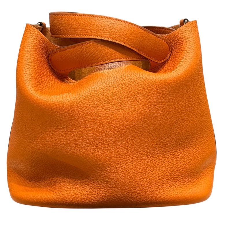 HERMES 愛馬仕 PICOTIN LOCK MM TC皮革 橘色 銀扣-2