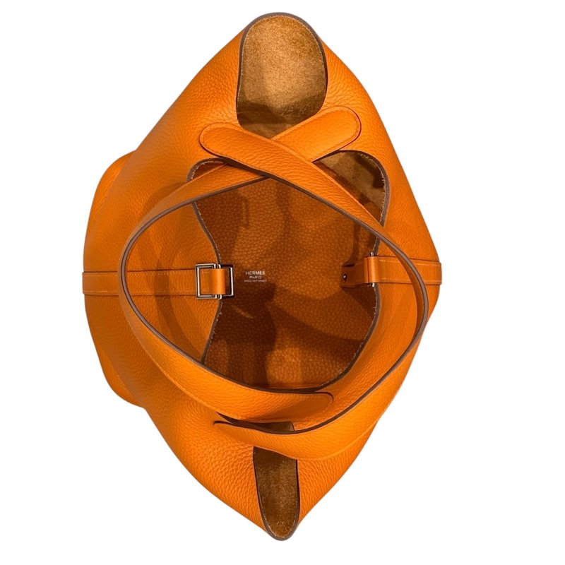HERMES 愛馬仕 PICOTIN LOCK MM TC皮革 橘色 銀扣-9