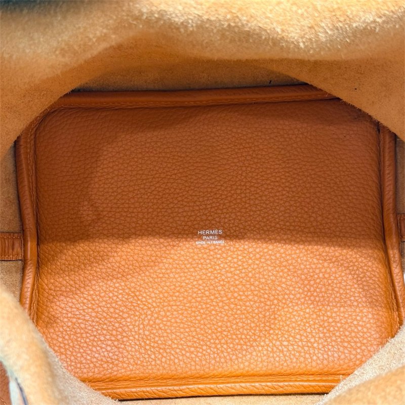 HERMES 愛馬仕 PICOTIN LOCK MM TC皮革 橘色 銀扣-10