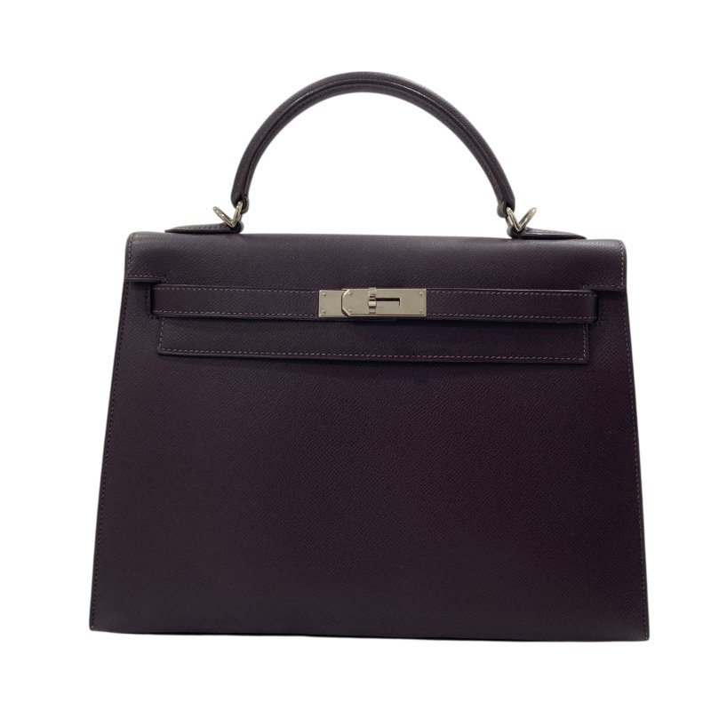 HERMES 愛馬仕 KELLY 32 凱莉包 EPSOM 深紫色 外縫 銀釦-1