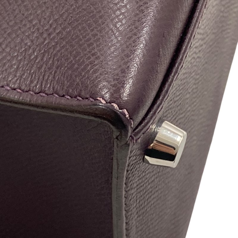 HERMES 愛馬仕 KELLY 32 凱莉包 EPSOM 深紫色 外縫 銀釦-9