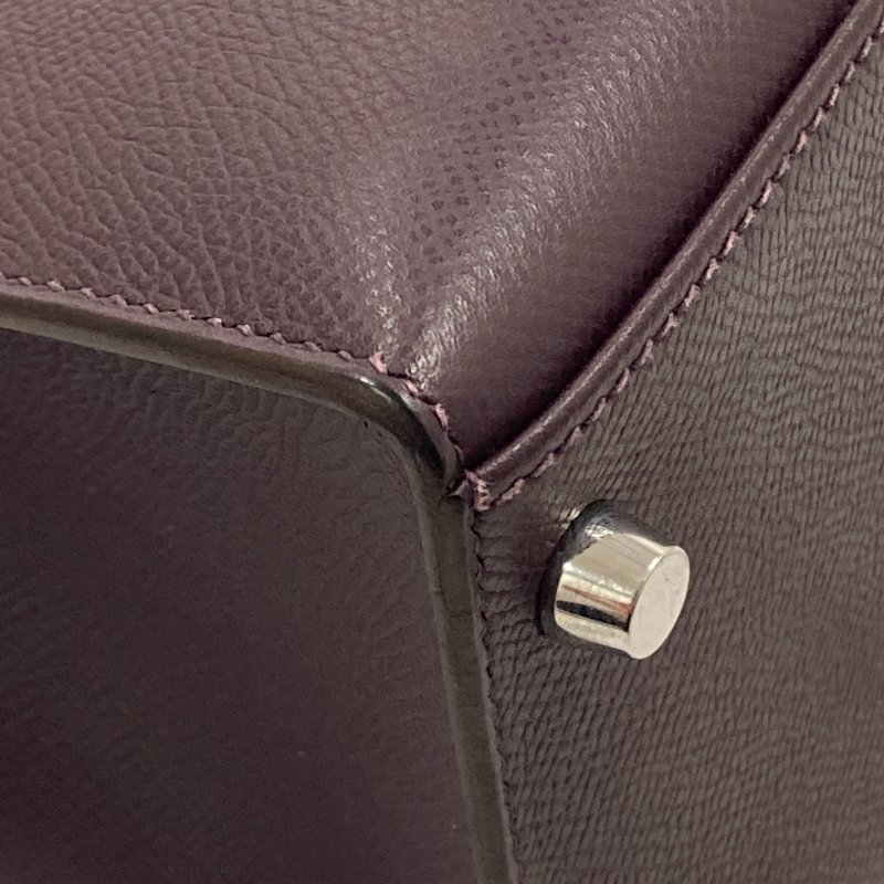 HERMES 愛馬仕 KELLY 32 凱莉包 EPSOM 深紫色 外縫 銀釦-10