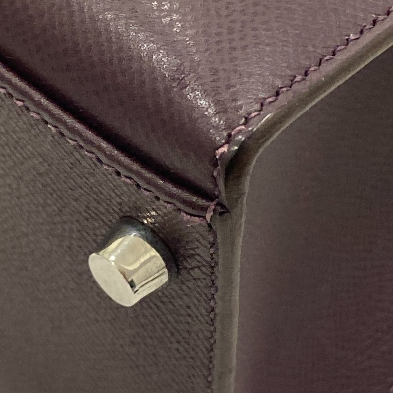 HERMES 愛馬仕 KELLY 32 凱莉包 EPSOM 深紫色 外縫 銀釦-12