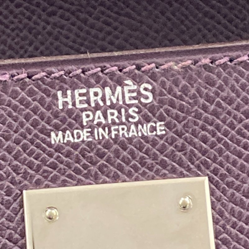 HERMES 愛馬仕 KELLY 32 凱莉包 EPSOM 深紫色 外縫 銀釦-14