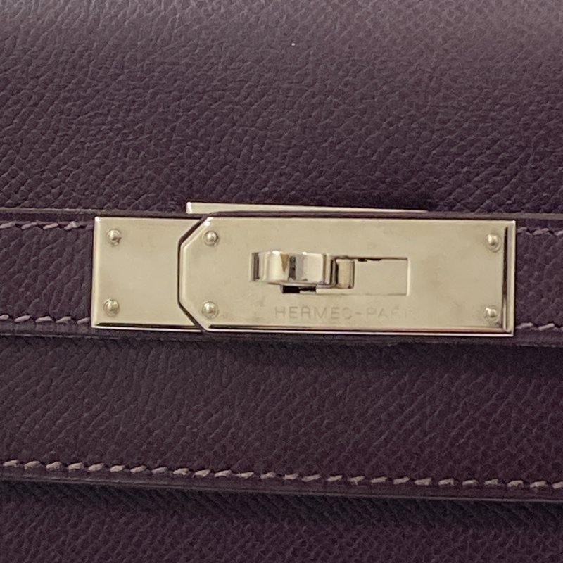 HERMES 愛馬仕 KELLY 32 凱莉包 EPSOM 深紫色 外縫 銀釦-15