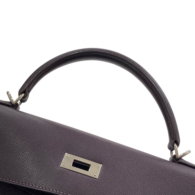 HERMES 愛馬仕 KELLY 32 凱莉包 EPSOM 深紫色 外縫 銀釦-16