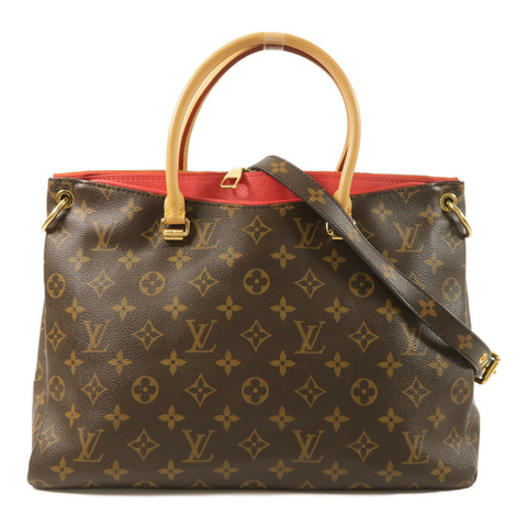 LOUIS VUITTON Monogram Pallas金扣手挽肩背兩用袋棕色/紅色