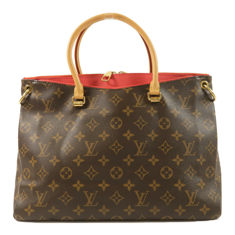 LOUIS VUITTON Monogram Pallas金扣手挽肩背兩用袋棕色/紅色-1