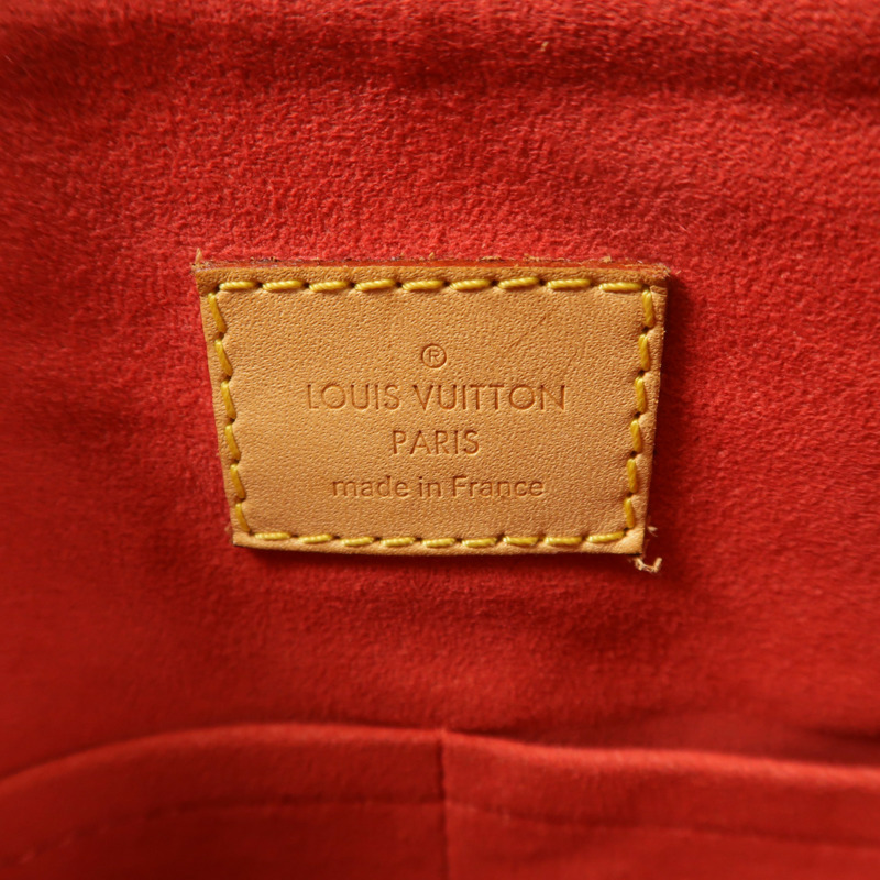 LOUIS VUITTON Monogram Pallas金扣手挽肩背兩用袋棕色/紅色-5