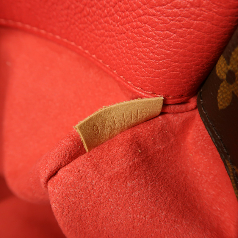 LOUIS VUITTON Monogram Pallas金扣手挽肩背兩用袋棕色/紅色-6