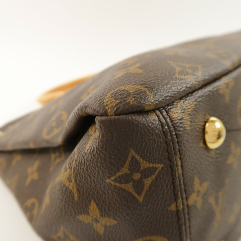 LOUIS VUITTON Monogram Pallas金扣手挽肩背兩用袋棕色/紅色-10