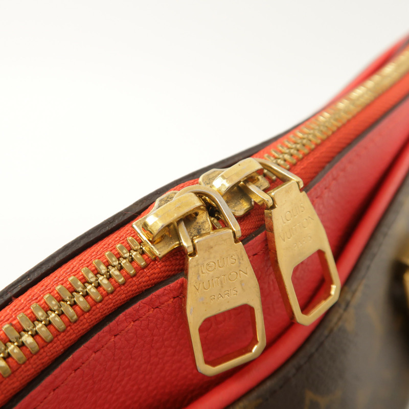 LOUIS VUITTON Monogram Pallas金扣手挽肩背兩用袋棕色/紅色-15