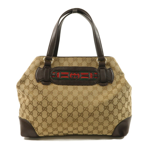 GUCCI 帆布Horsebit金扣手挽袋