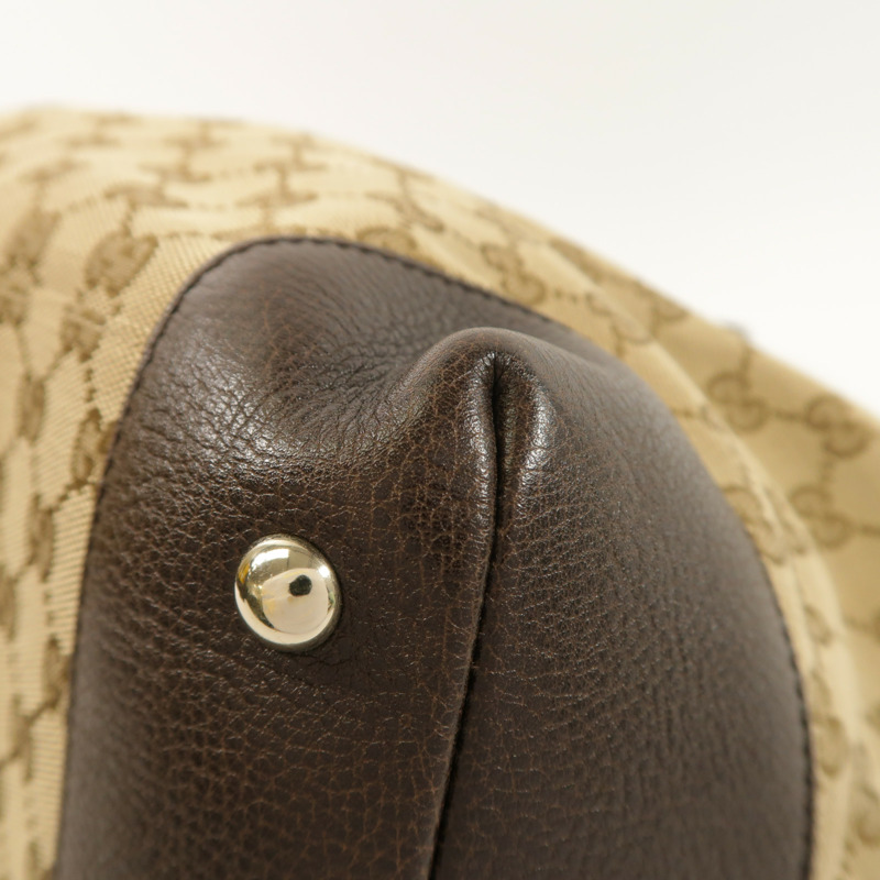 GUCCI 帆布Horsebit金扣手挽袋-9