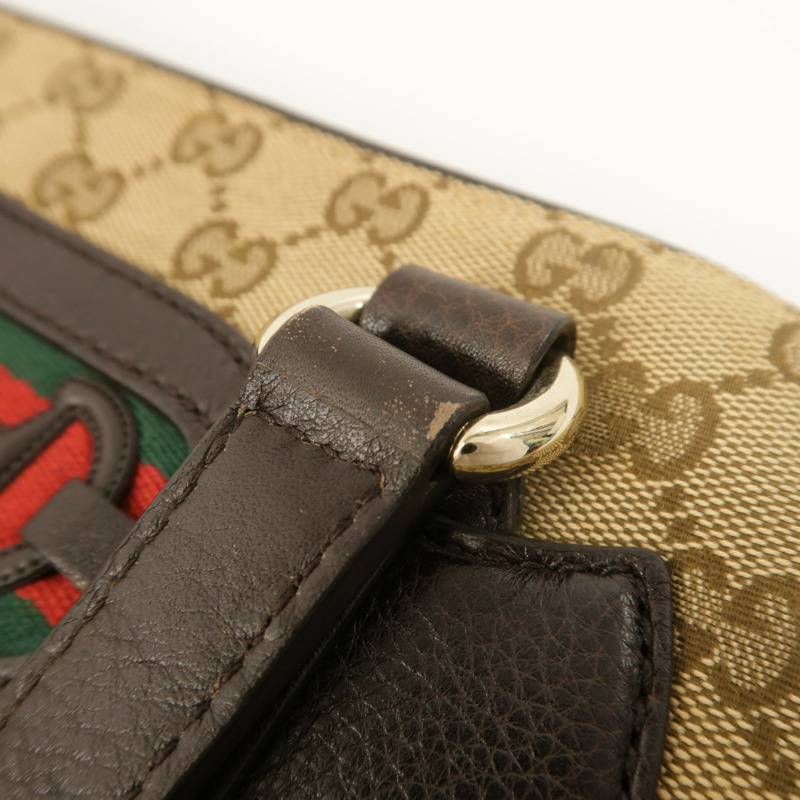 GUCCI 帆布Horsebit金扣手挽袋-15