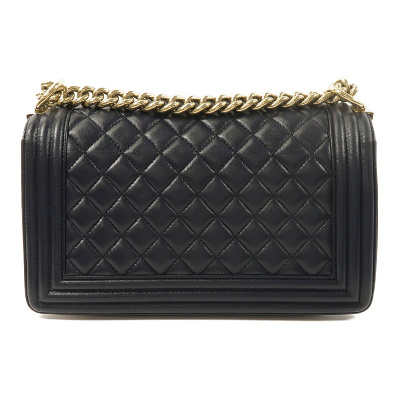 CHANEL 羊皮皮革Boy 25金扣鏈帶肩背袋-1