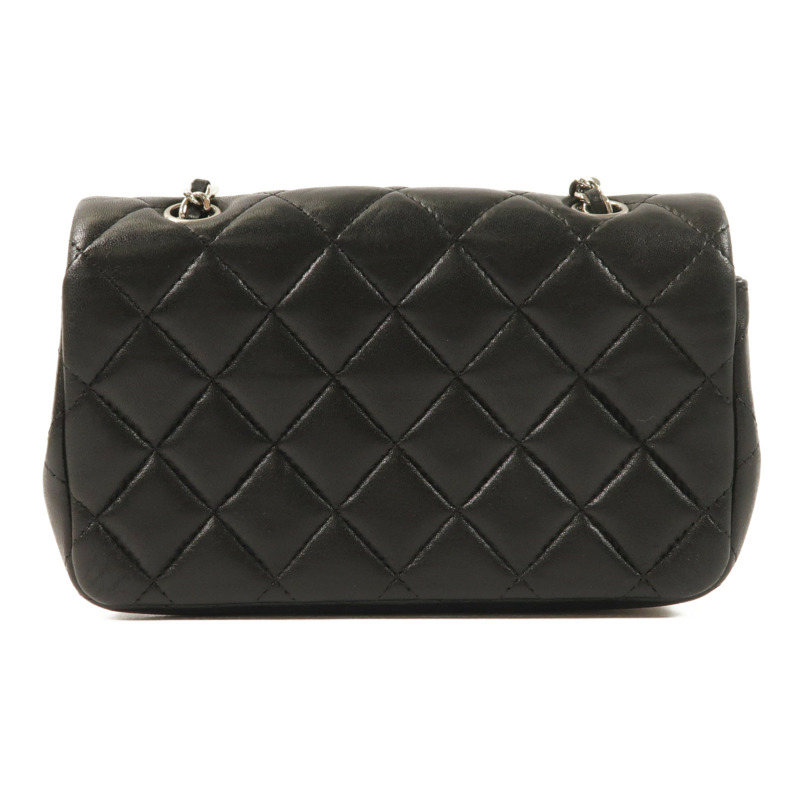 CHANEL 羊皮皮革Mini Flap Bag銀扣鏈帶肩背袋-1