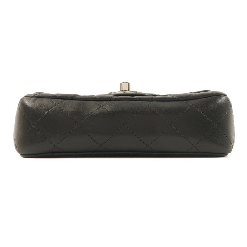 CHANEL 羊皮皮革Mini Flap Bag銀扣鏈帶肩背袋-3
