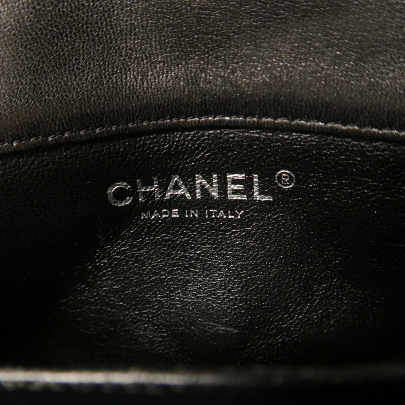 CHANEL 羊皮皮革Mini Flap Bag銀扣鏈帶肩背袋-6
