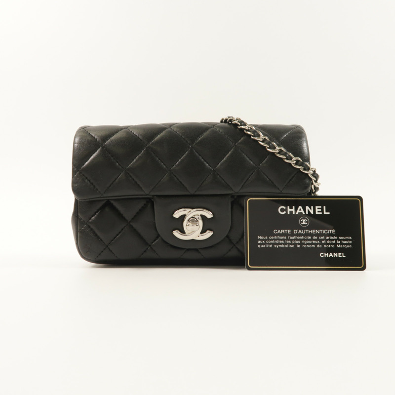 CHANEL 羊皮皮革Mini Flap Bag銀扣鏈帶肩背袋-10