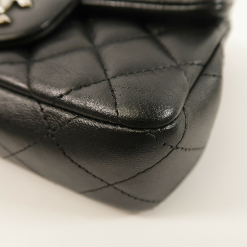 CHANEL 羊皮皮革Mini Flap Bag銀扣鏈帶肩背袋-12