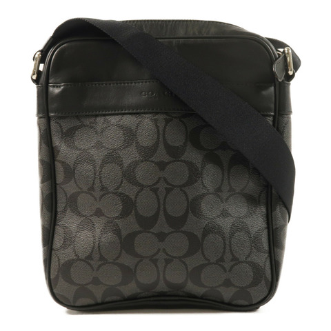 COACH 塗層帆布Charles Fight Bag銀扣肩背袋