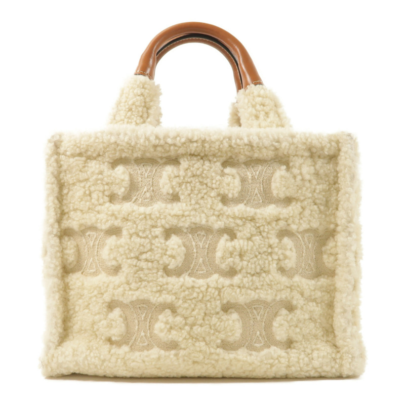 CELINE 羊毛/牛皮皮革Small Cabas Thais金扣手挽肩背兩用袋-1