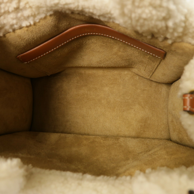 CELINE 羊毛/牛皮皮革Small Cabas Thais金扣手挽肩背兩用袋-4