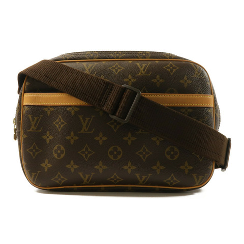 LOUIS VUITTON Monogram Reporter PM金扣肩背袋棕色
