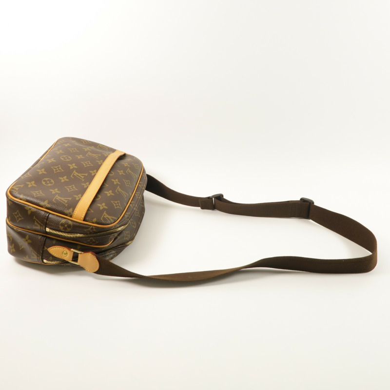 LOUIS VUITTON Monogram Reporter PM金扣肩背袋棕色-8