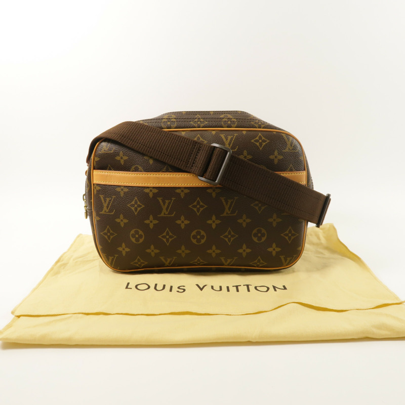 LOUIS VUITTON Monogram Reporter PM金扣肩背袋棕色-9