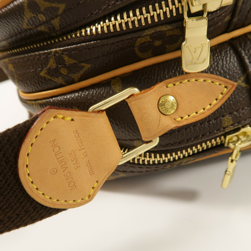 LOUIS VUITTON Monogram Reporter PM金扣肩背袋棕色-14