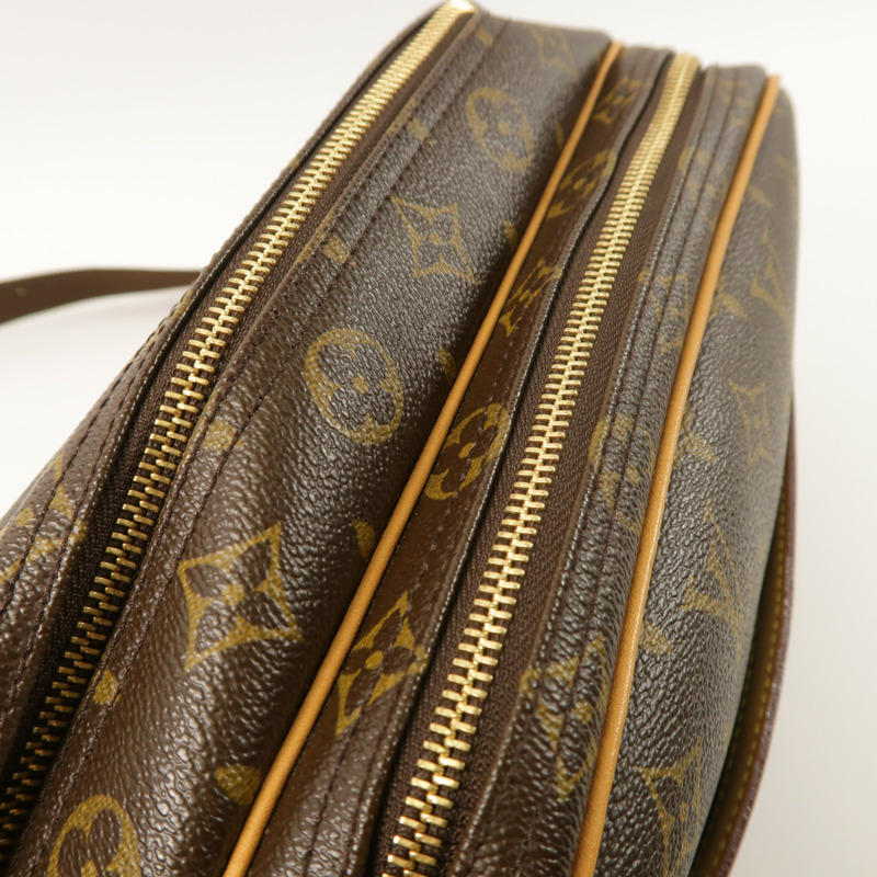 LOUIS VUITTON Monogram Reporter PM金扣肩背袋棕色-17