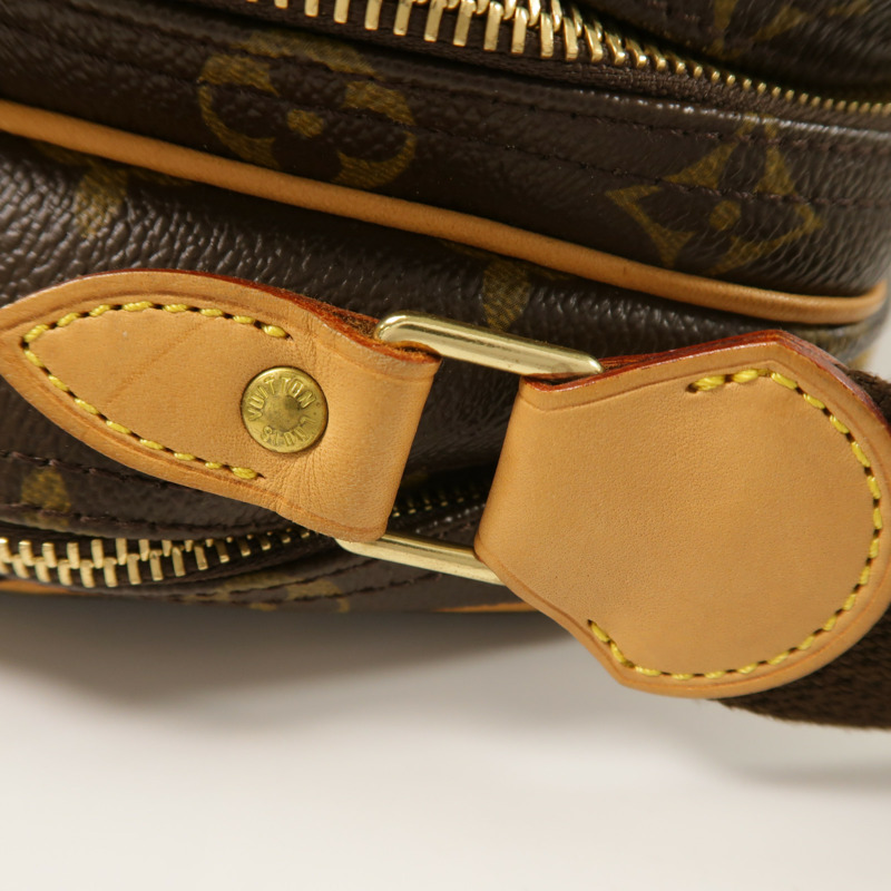 LOUIS VUITTON Monogram Reporter PM金扣肩背袋棕色-18