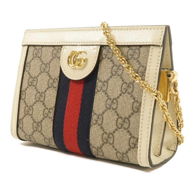 GUCCI 塗層帆布Ophidia GG金扣鏈帶肩背袋-2