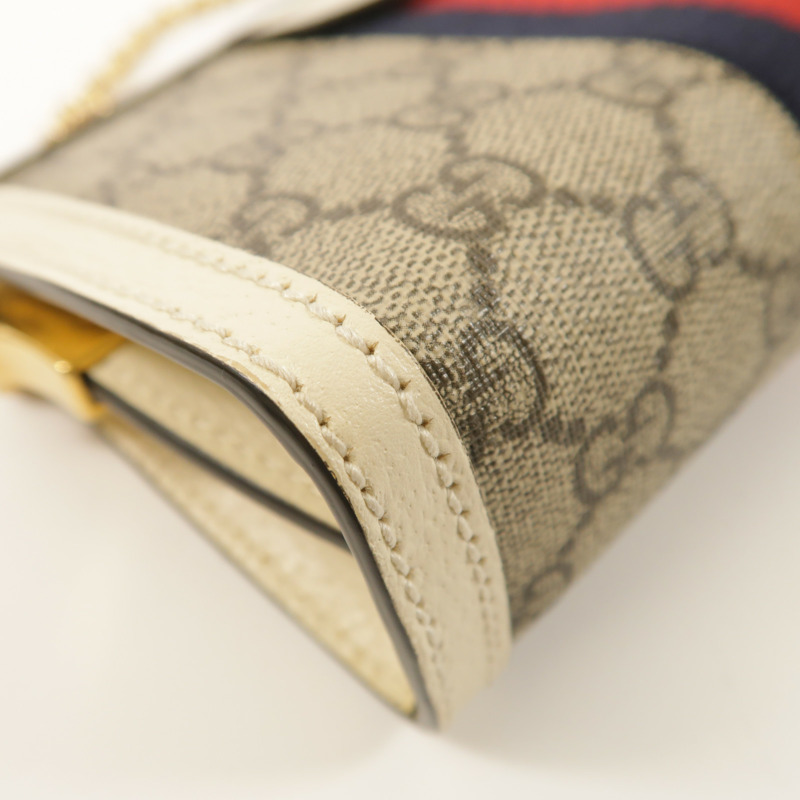 GUCCI 塗層帆布Ophidia GG金扣鏈帶肩背袋-12