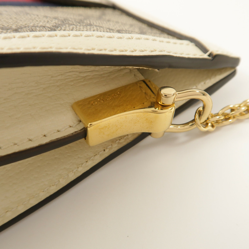 GUCCI 塗層帆布Ophidia GG金扣鏈帶肩背袋-13