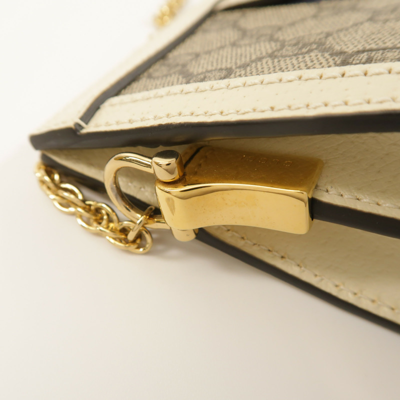 GUCCI 塗層帆布Ophidia GG金扣鏈帶肩背袋-14